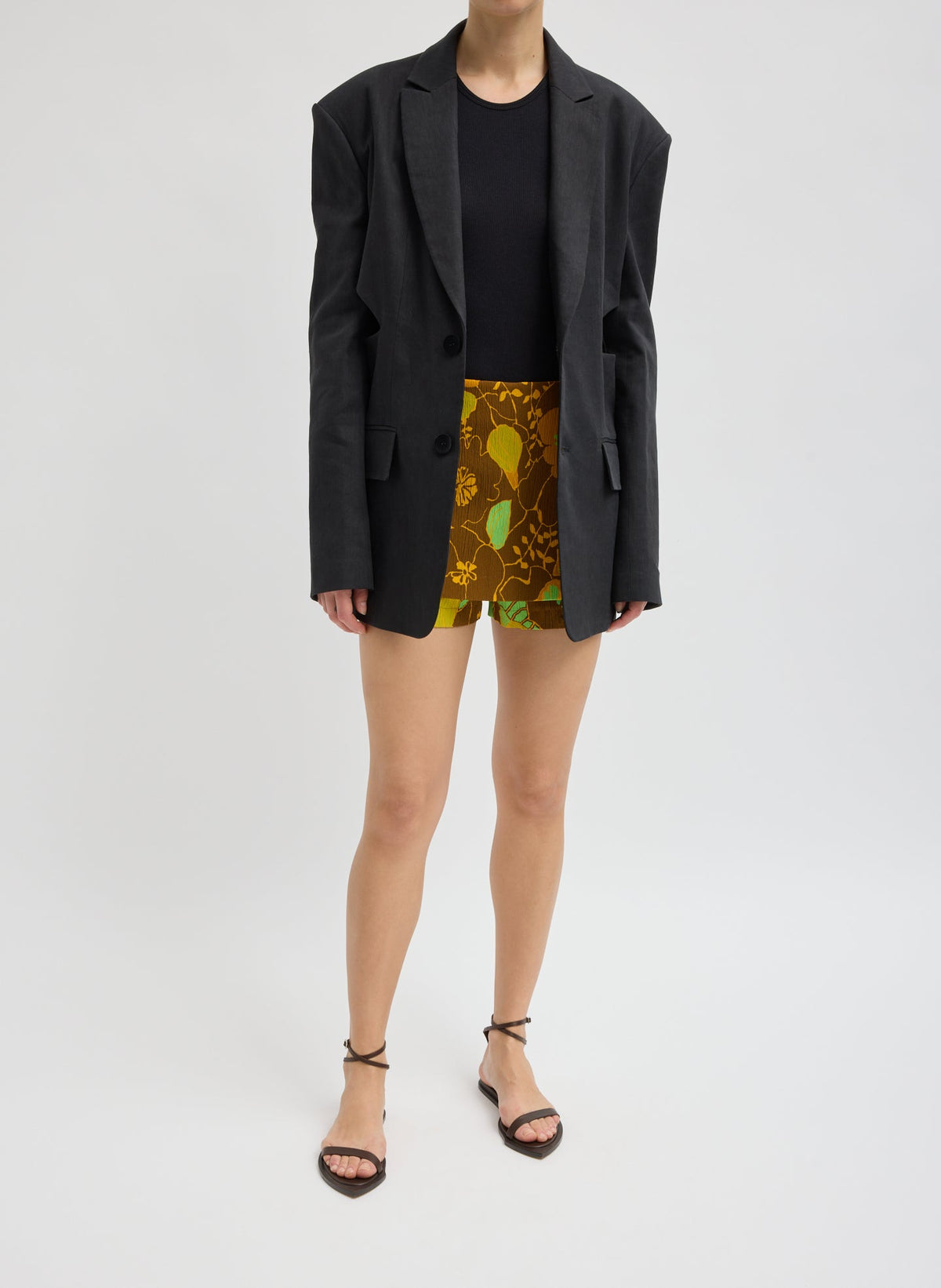 Stretch Linen Viscose Side Cut Blazer | Tibi Exclusive