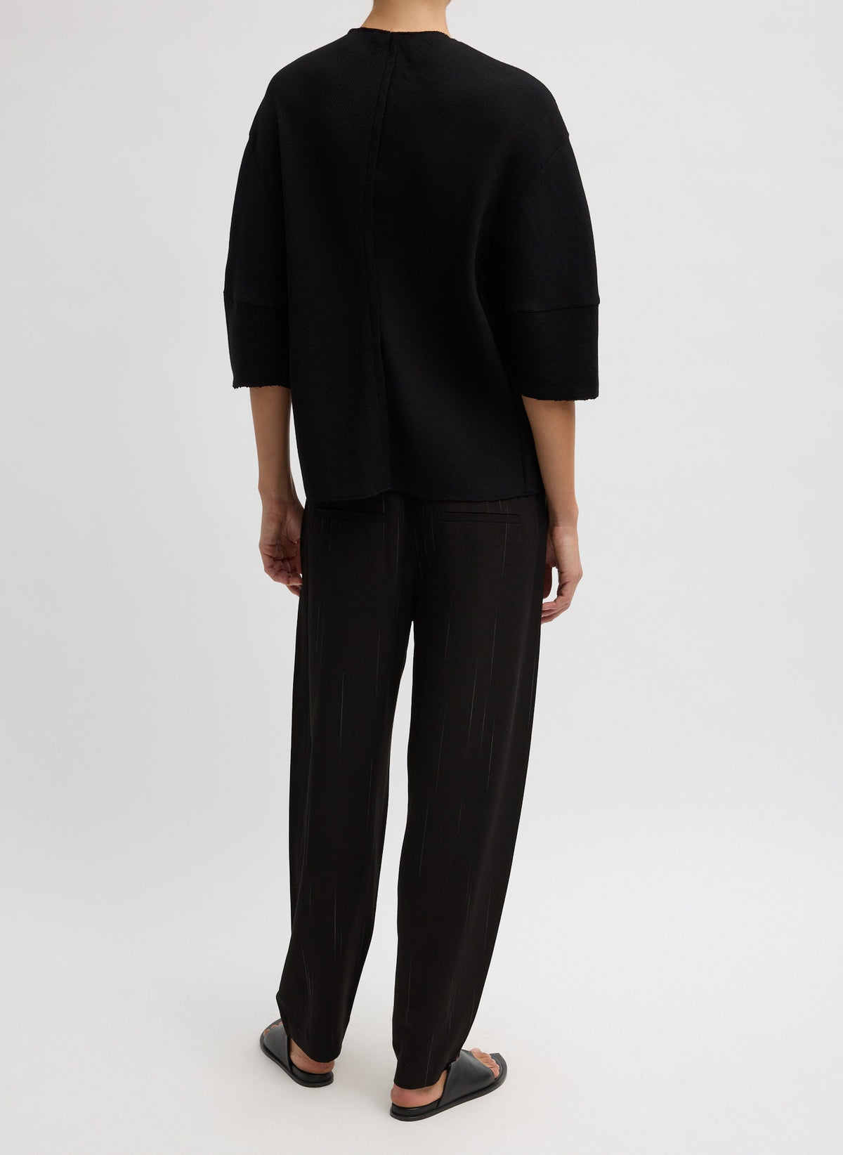 Viscose Plisse Hinged Short Sleeve Top | Tibi Featured
