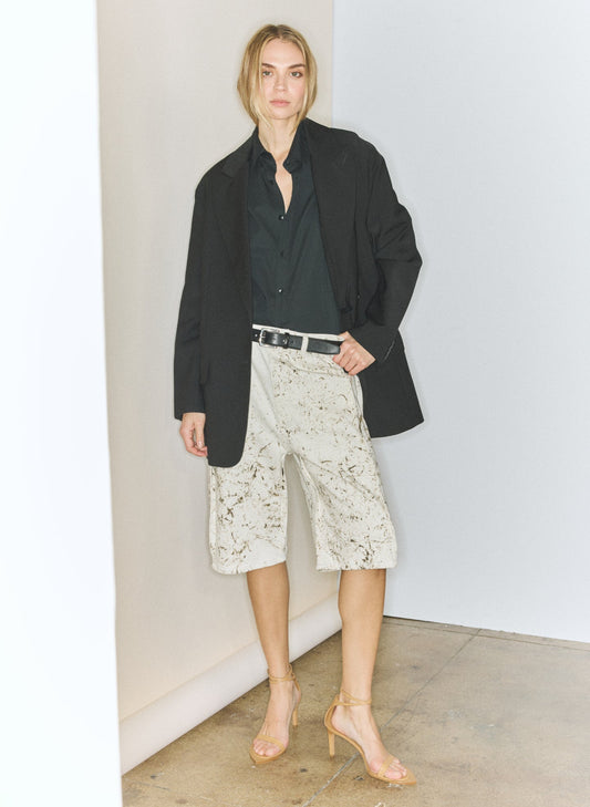 Calcimin Denim Tuck Jean Shorts | Tibi Customer Favorite