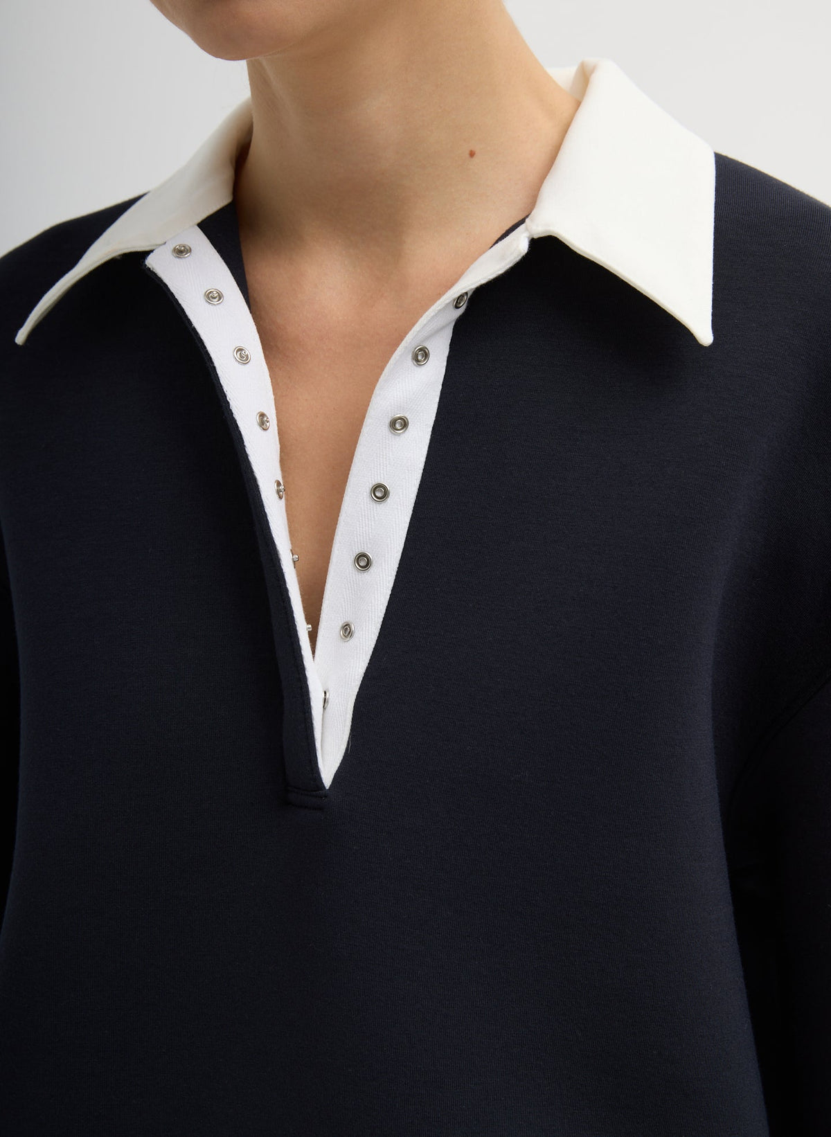 Bonded Viscose Sculpted Polo | Tibi Signature