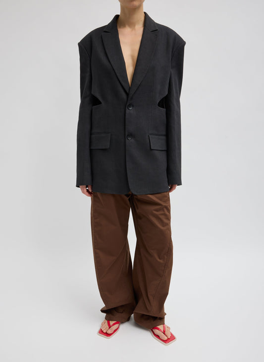 Stretch Linen Viscose Side Cut Blazer | Tibi Exclusive