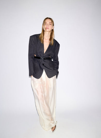 Stretch Linen Viscose Side Cut Blazer | Tibi Exclusive