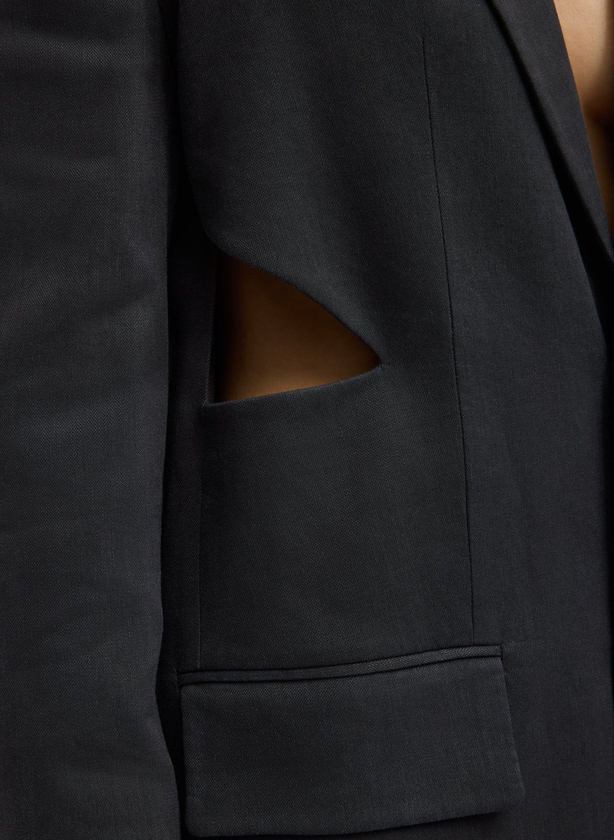Stretch Linen Viscose Side Cut Blazer | Tibi Exclusive