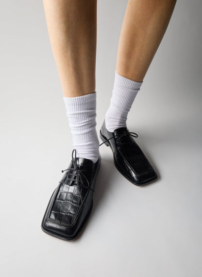 Brody Square Toe Loafer Crocodile Embossed | Tibi Top Pick