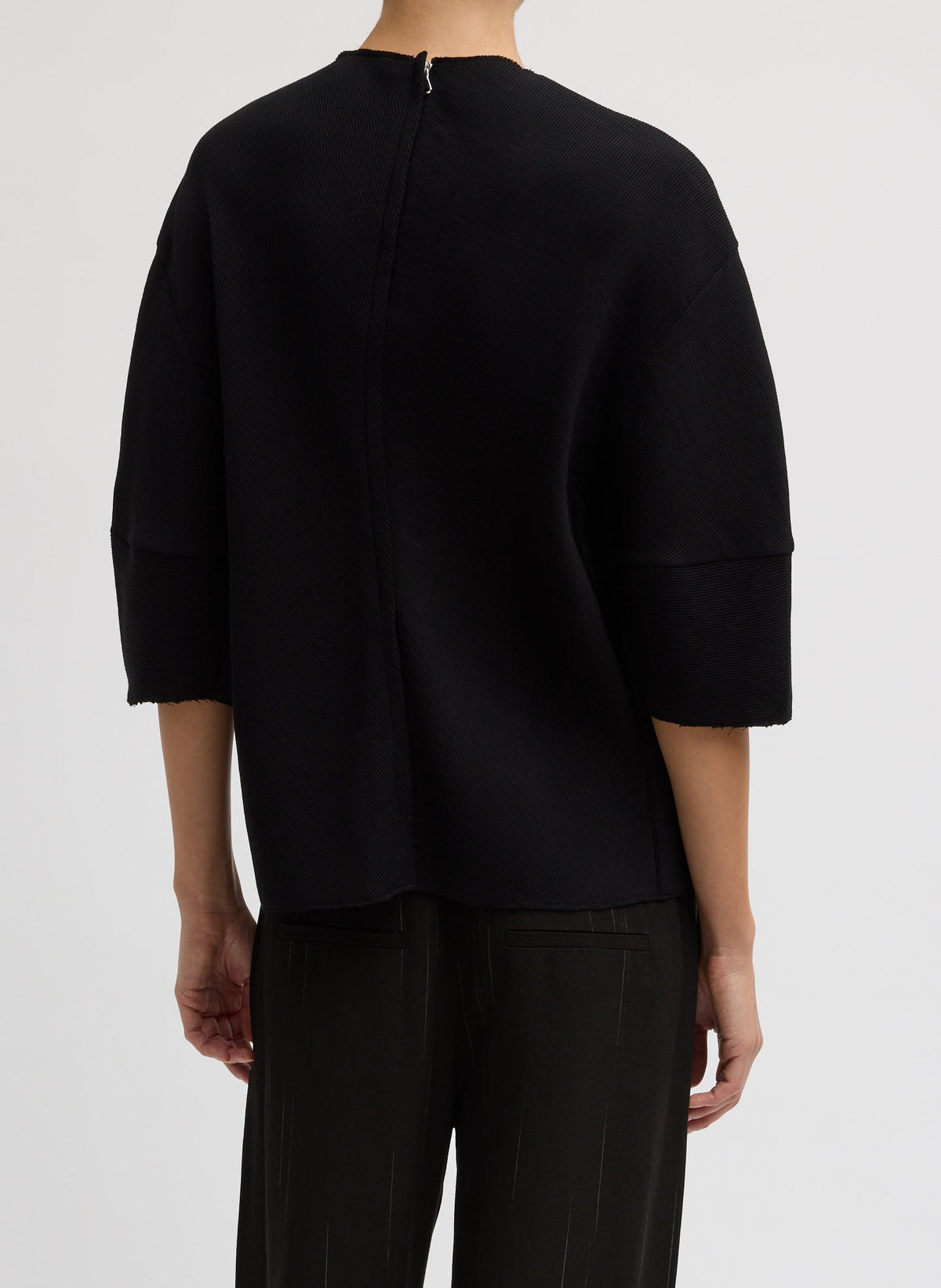 Viscose Plisse Hinged Short Sleeve Top | Tibi Featured