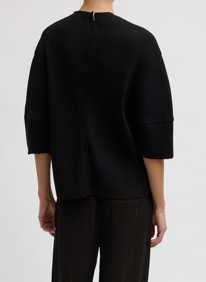 Viscose Plisse Hinged Short Sleeve Top | Tibi Featured