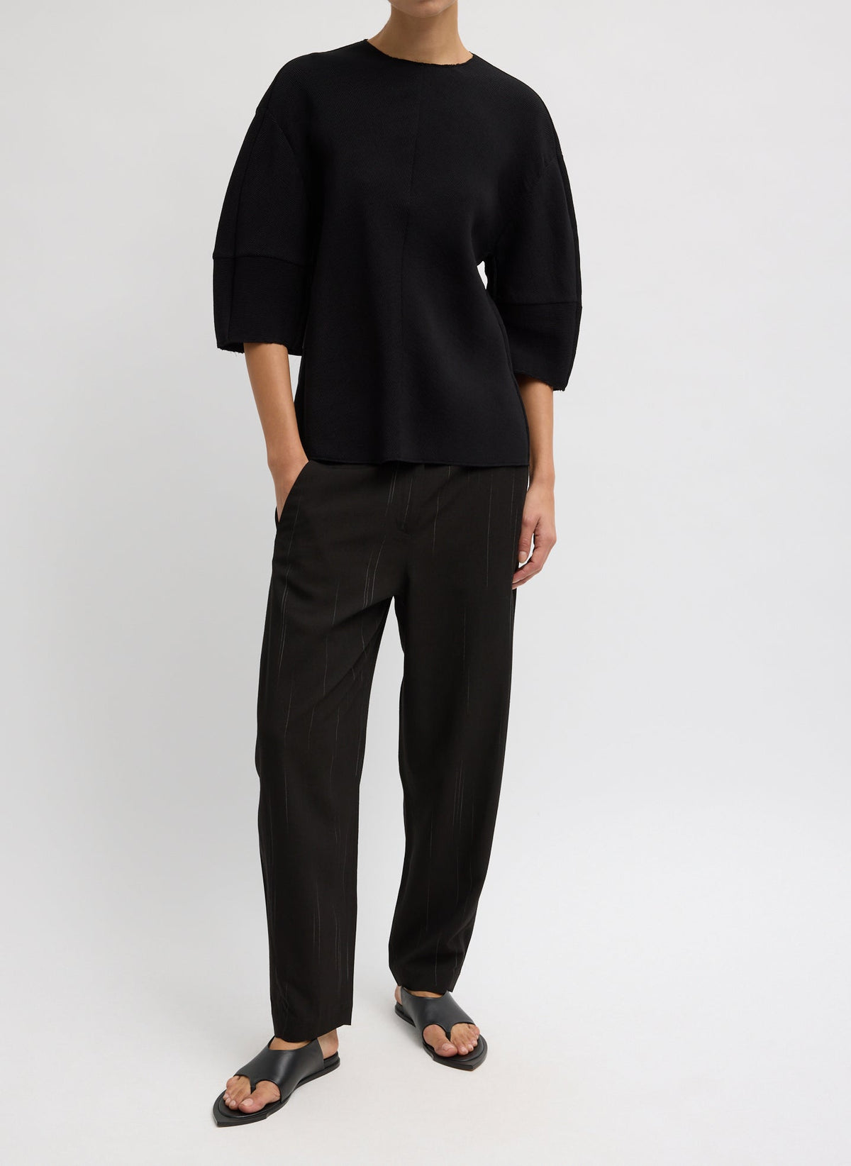 Viscose Plisse Hinged Short Sleeve Top | Tibi Featured