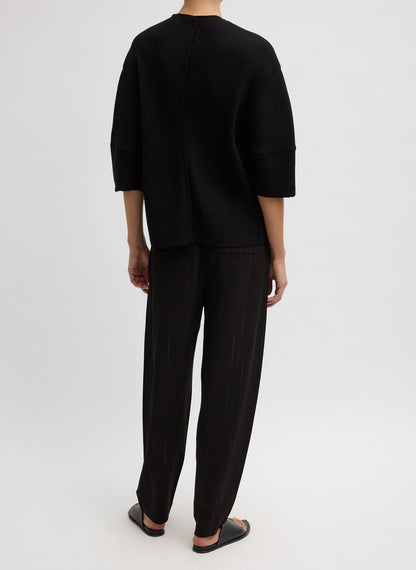 Viscose Plisse Hinged Short Sleeve Top | Tibi Featured