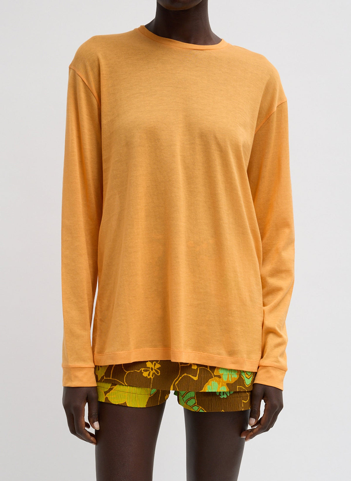 Sheer Crepe Knit Crewneck Unisex Long Sleeve T-Shirt | Tibi Discount