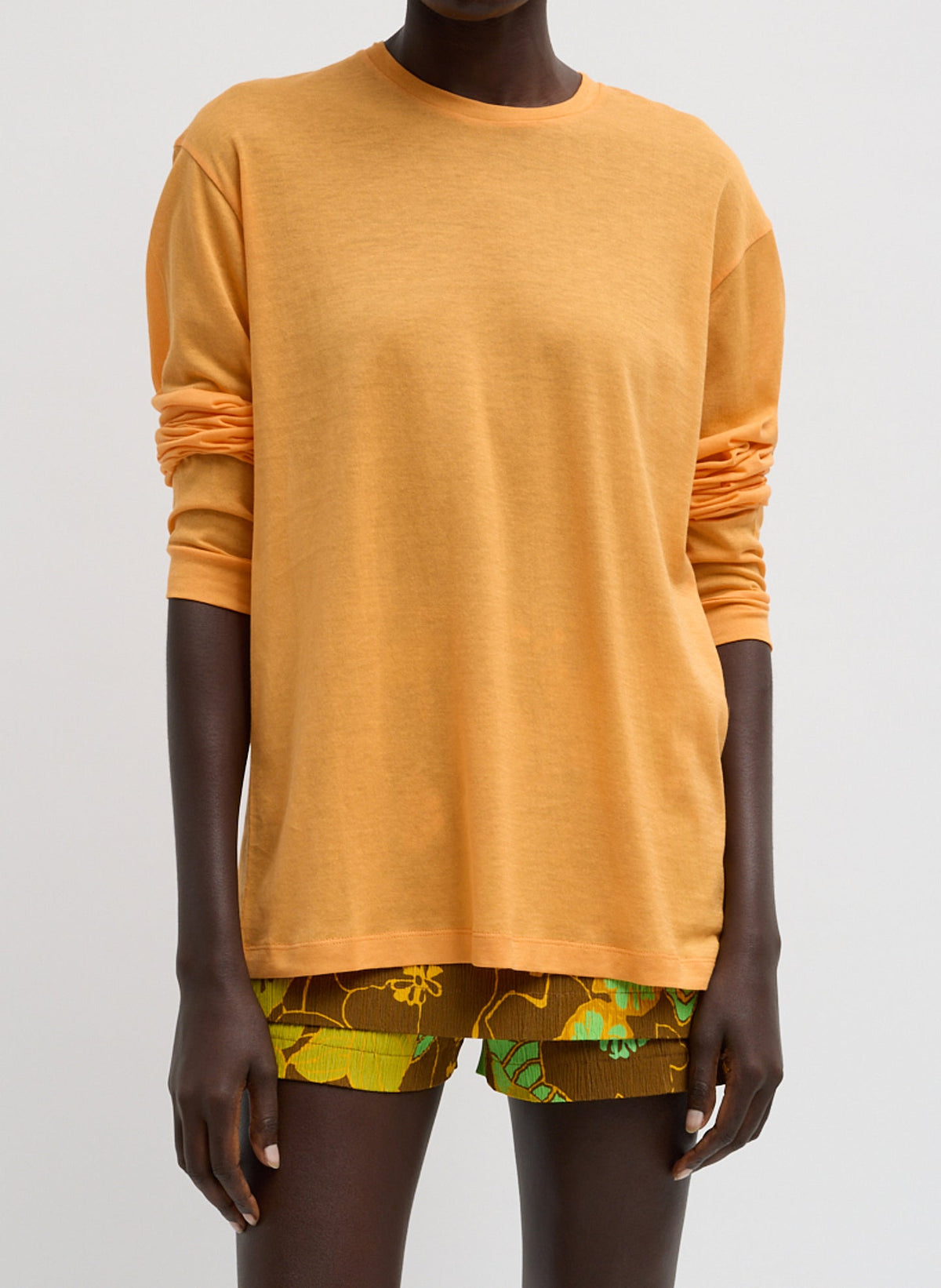 Sheer Crepe Knit Crewneck Unisex Long Sleeve T-Shirt | Tibi Discount