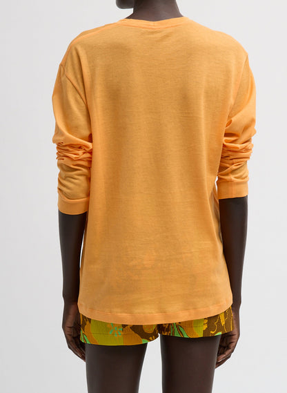 Sheer Crepe Knit Crewneck Unisex Long Sleeve T-Shirt | Tibi Discount