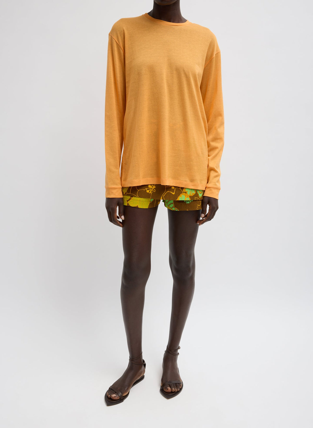 Sheer Crepe Knit Crewneck Unisex Long Sleeve T-Shirt | Tibi Discount