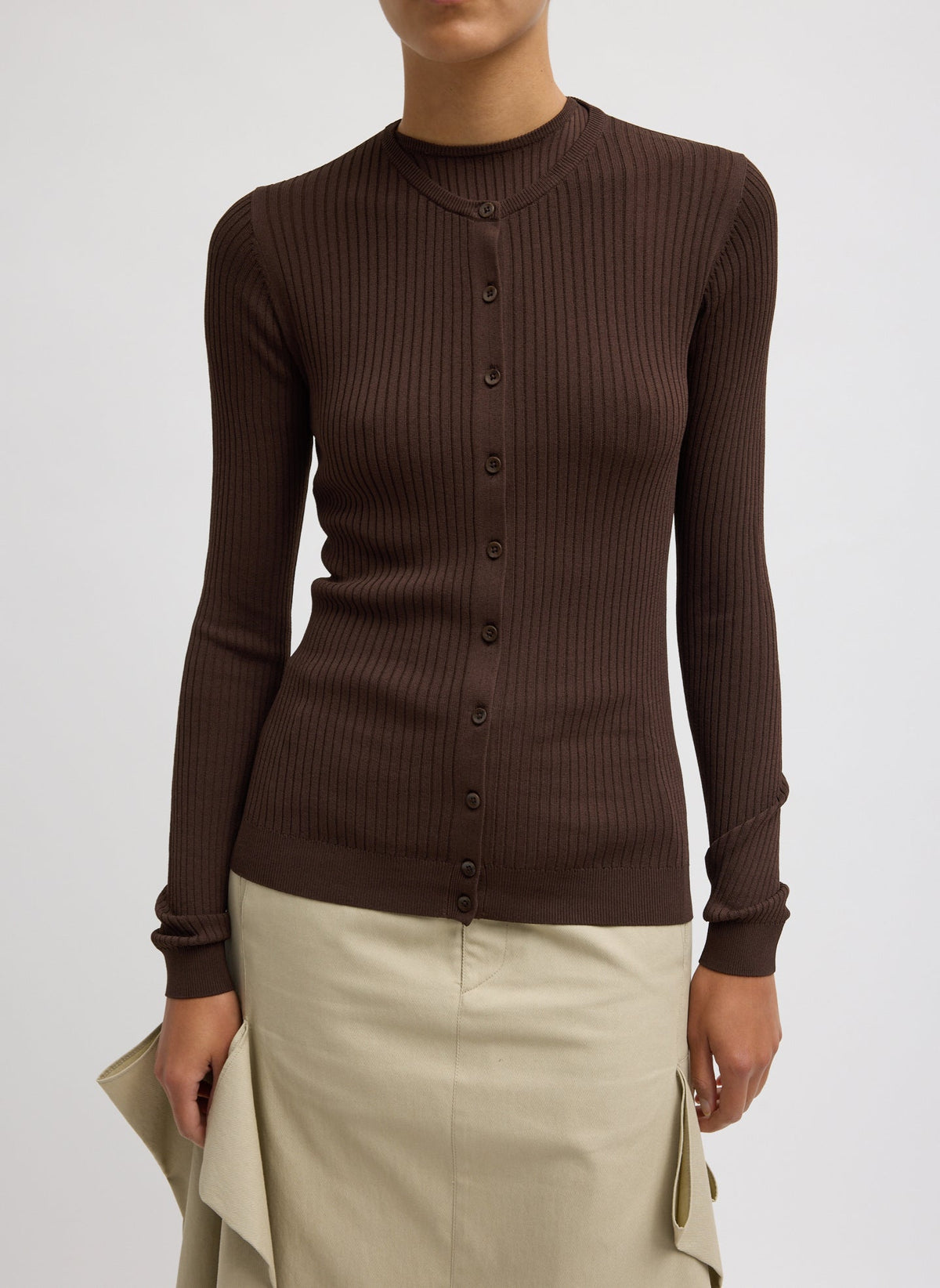 Ribbed Sweater Slim Cardigan | Tibi Latest