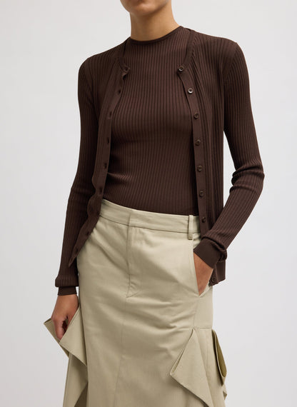 Ribbed Sweater Slim Cardigan | Tibi Latest
