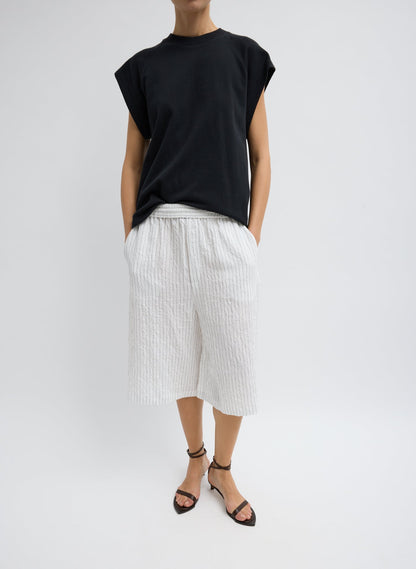 Crinkle Stripe Summer Suiting Relaxed Long Short | Tibi Discount