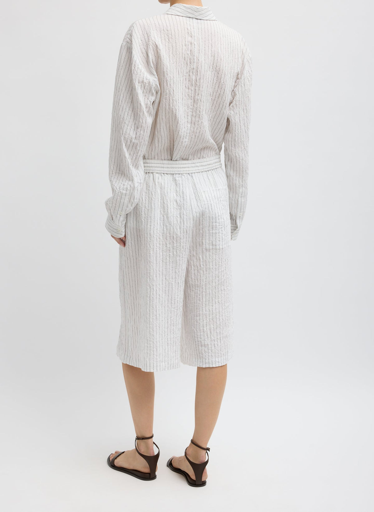 Crinkle Stripe Summer Suiting Relaxed Long Short | Tibi Discount