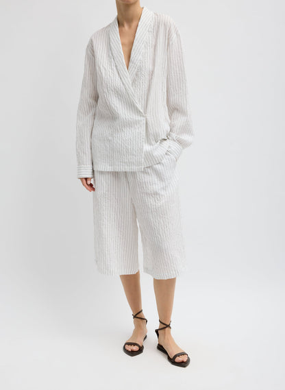 Crinkle Stripe Summer Suiting Relaxed Long Short | Tibi Discount