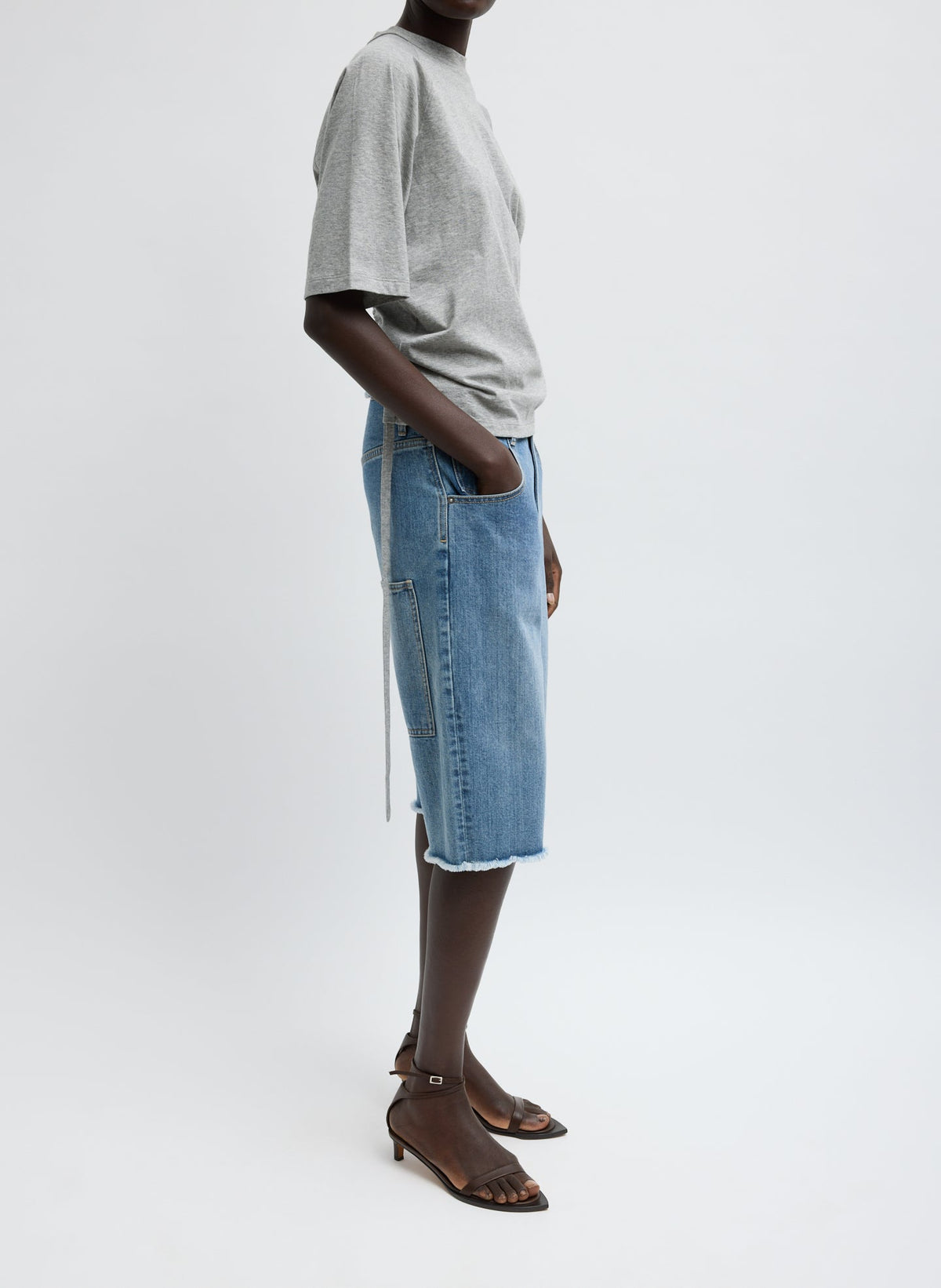 Classic Wash Denim Newman Short | Tibi Signature