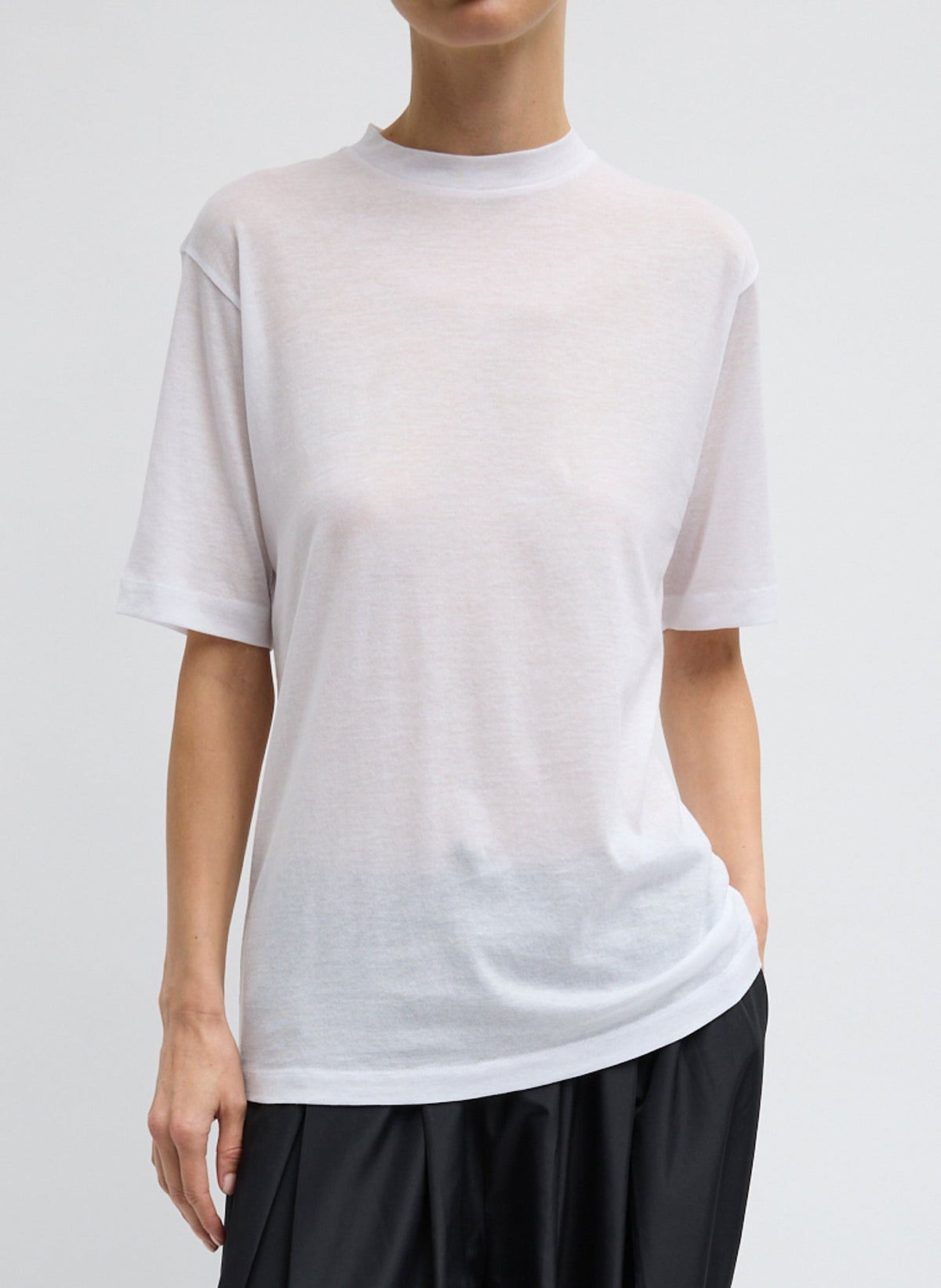Sheer Crepe Knit Mock Unisex T-Shirt | Tibi Trending