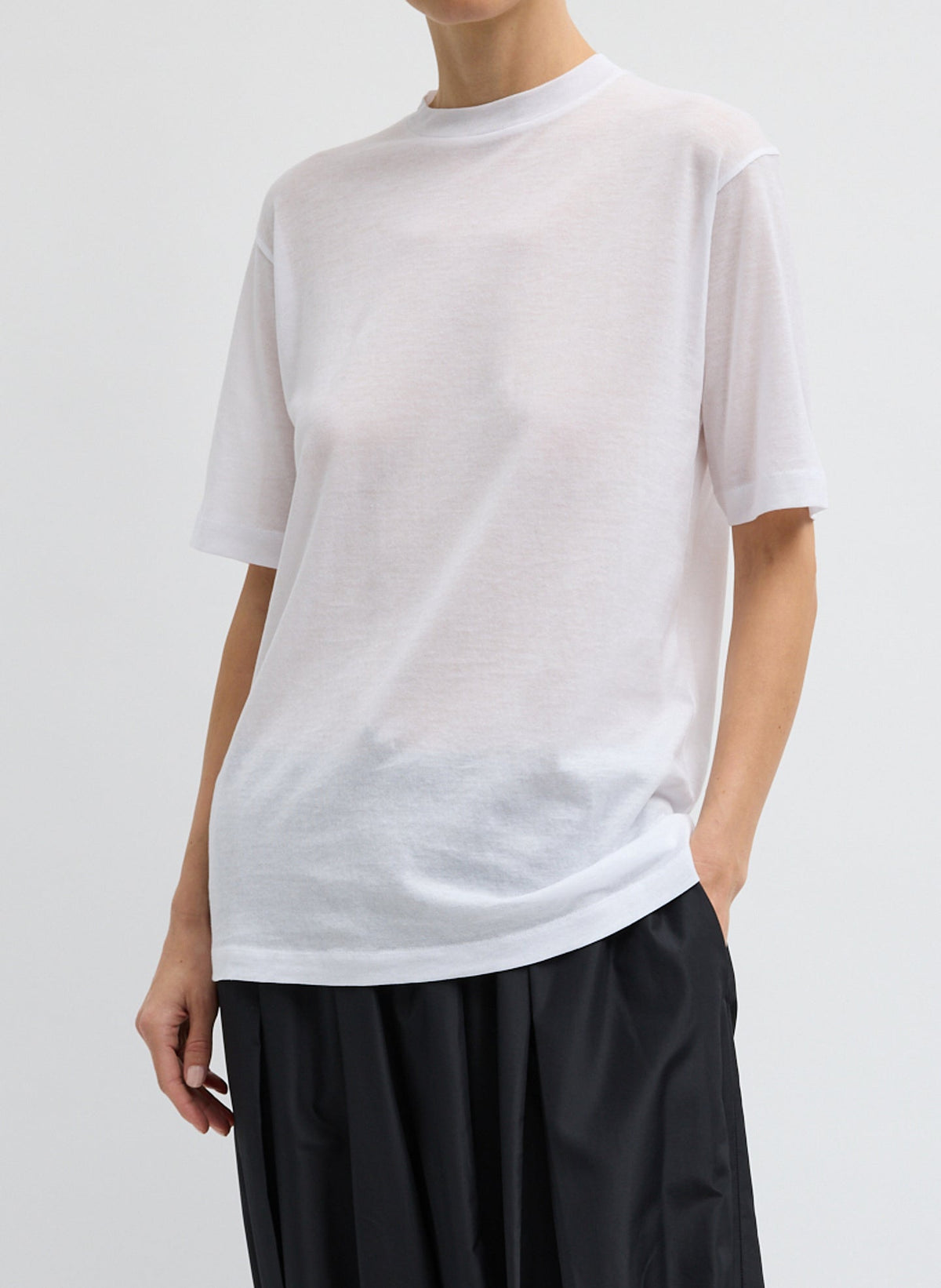 Sheer Crepe Knit Mock Unisex T-Shirt | Tibi Trending