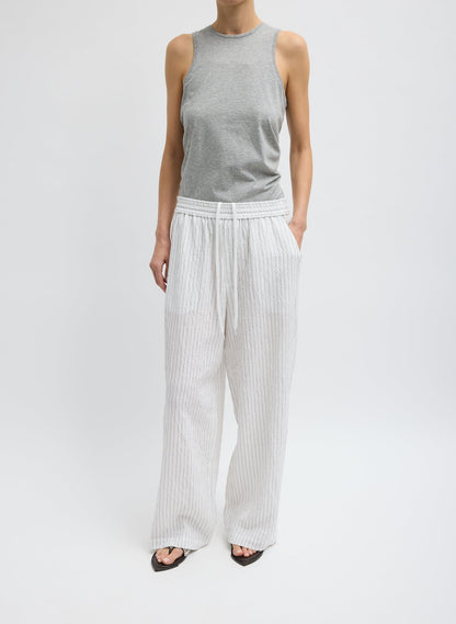 Crinkle Stripe Summer Suiting Wide Leg Pull On Pant | Tibi Quality
