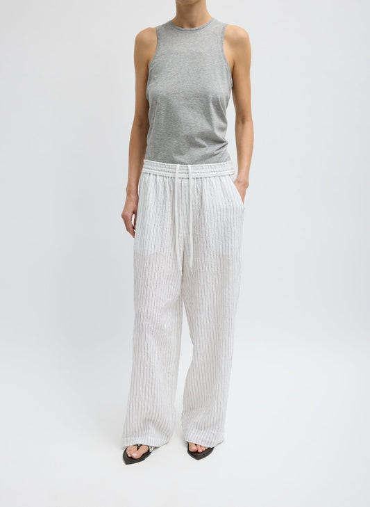 Crinkle Stripe Summer Suiting Wide Leg Pull On Pant | Tibi Quality
