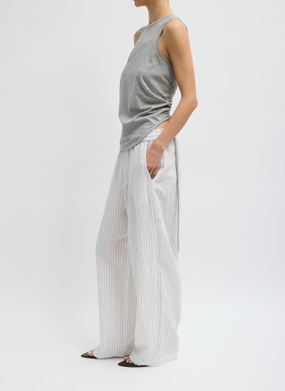 Crinkle Stripe Summer Suiting Wide Leg Pull On Pant | Tibi Quality