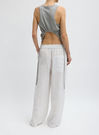 Crinkle Stripe Summer Suiting Wide Leg Pull On Pant | Tibi Quality
