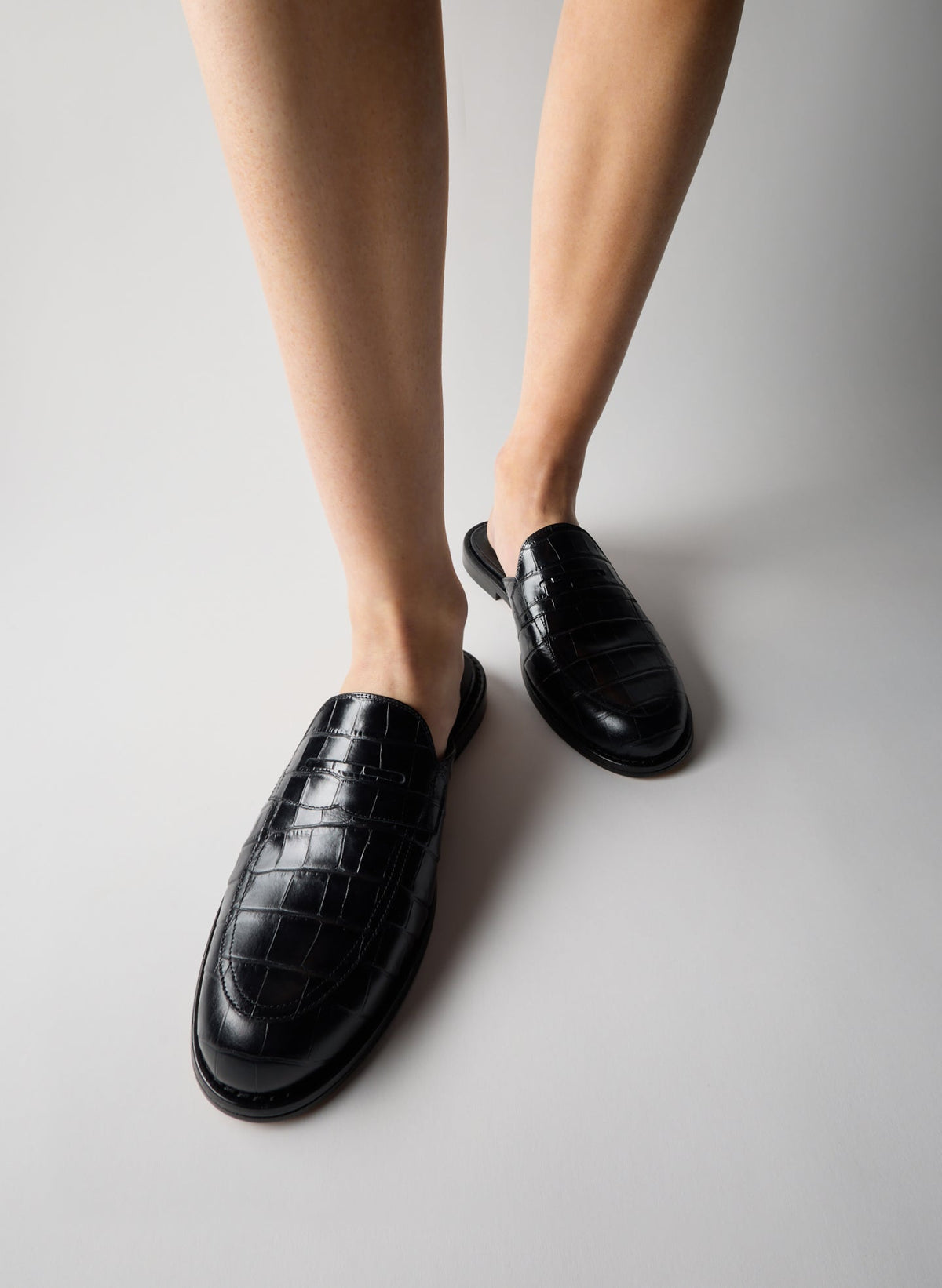Herbert Slide Crocodile Embossed | Tibi Latest