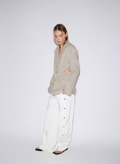 Stretch Linen Viscose Side Cut Blazer | Tibi Premium