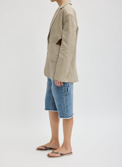 Stretch Linen Viscose Side Cut Blazer | Tibi Premium