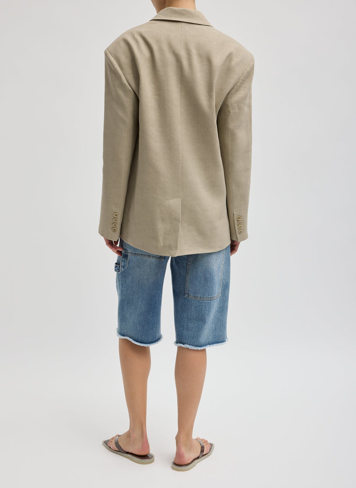 Stretch Linen Viscose Side Cut Blazer | Tibi Premium
