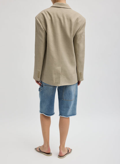 Stretch Linen Viscose Side Cut Blazer | Tibi Premium