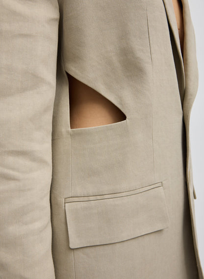 Stretch Linen Viscose Side Cut Blazer | Tibi Premium