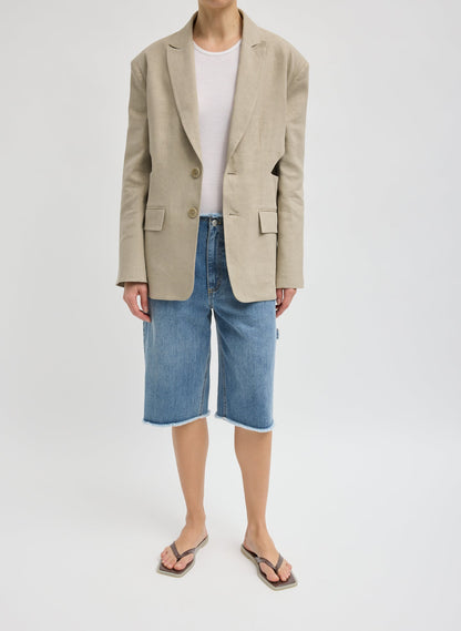 Stretch Linen Viscose Side Cut Blazer | Tibi Premium