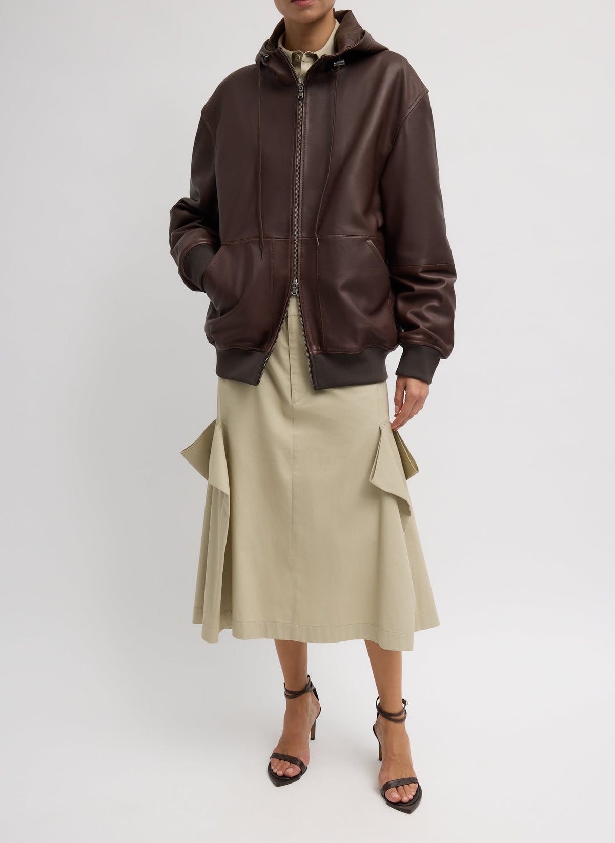 Leather Zip Up Hoodie Jacket | Tibi Best Price