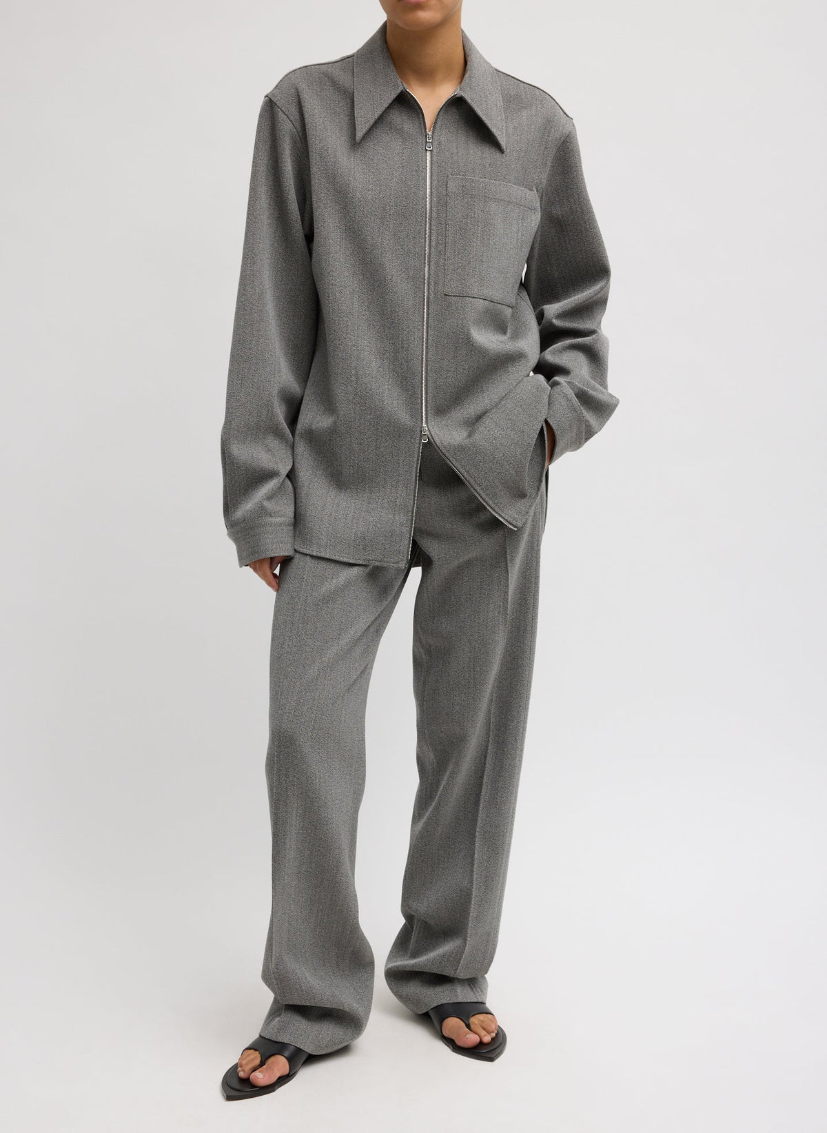 Structured Wool Zipper Jacket | Tibi Signature