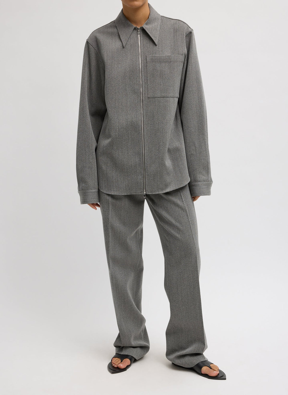 Structured Wool Zipper Jacket | Tibi Signature