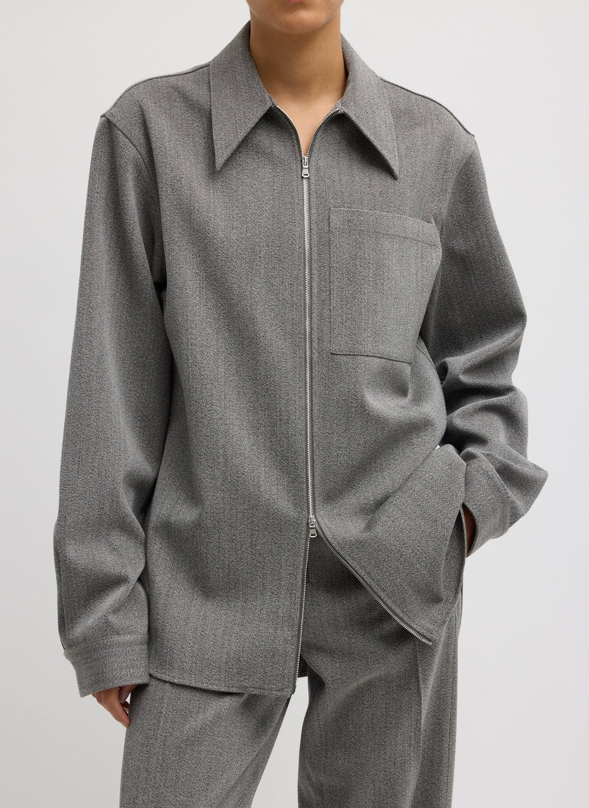Structured Wool Zipper Jacket | Tibi Signature