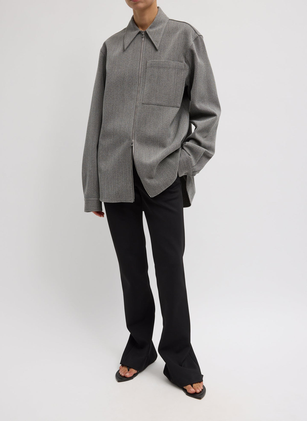 Structured Wool Zipper Jacket | Tibi Signature