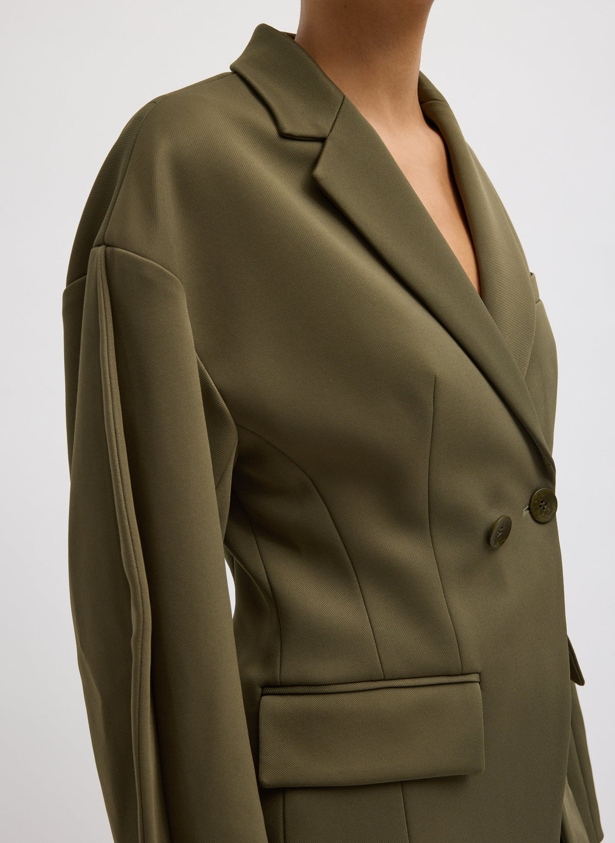 Spring Bonded Twill Sculpted Blazer | Tibi Everyday