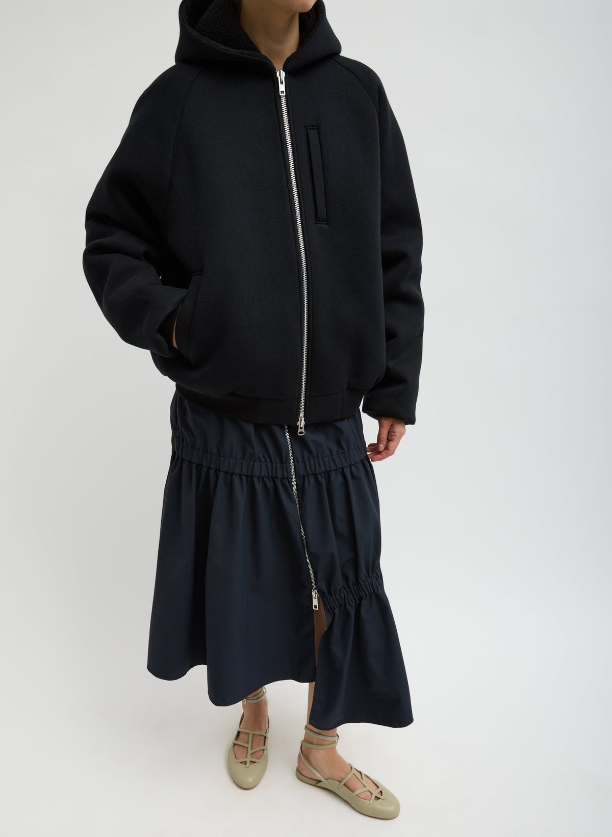 Compact Tech French Terry Zip Up Hoodie | Tibi Premium