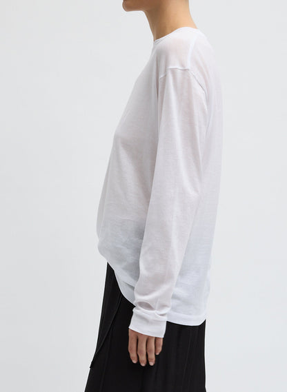 Sheer Crepe Knit Crewneck Unisex Long Sleeve T-Shirt | Tibi Latest