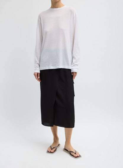 Sheer Crepe Knit Crewneck Unisex Long Sleeve T-Shirt | Tibi Latest