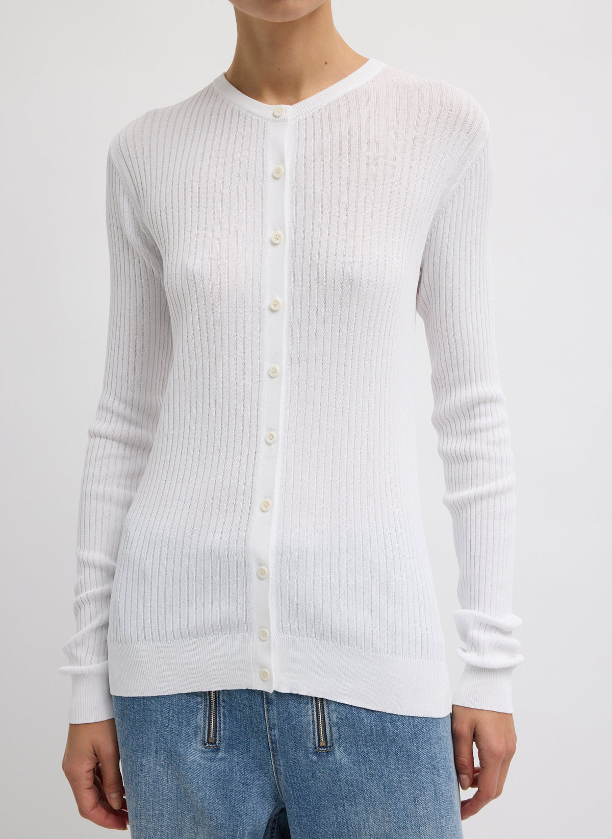 Ribbed Sweater Slim Cardigan | Tibi Exclusive
