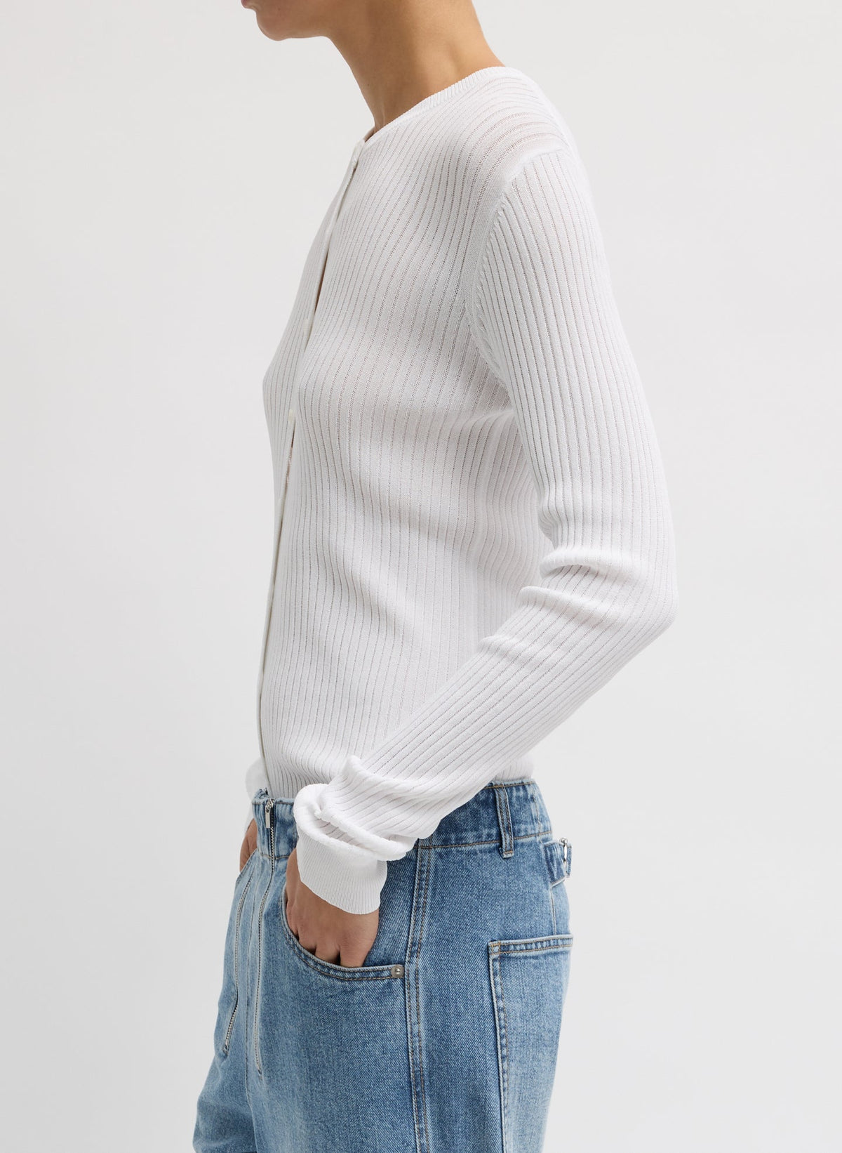 Ribbed Sweater Slim Cardigan | Tibi Exclusive