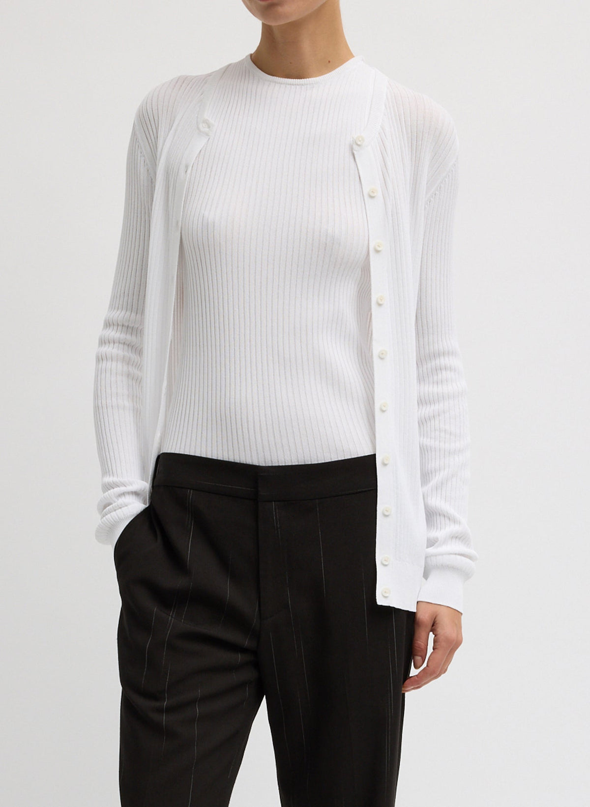 Ribbed Sweater Slim Cardigan | Tibi Exclusive