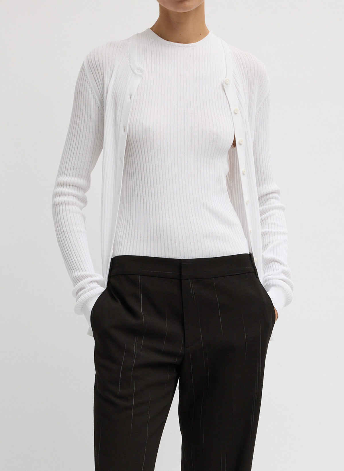 Ribbed Sweater Slim Cardigan | Tibi Exclusive