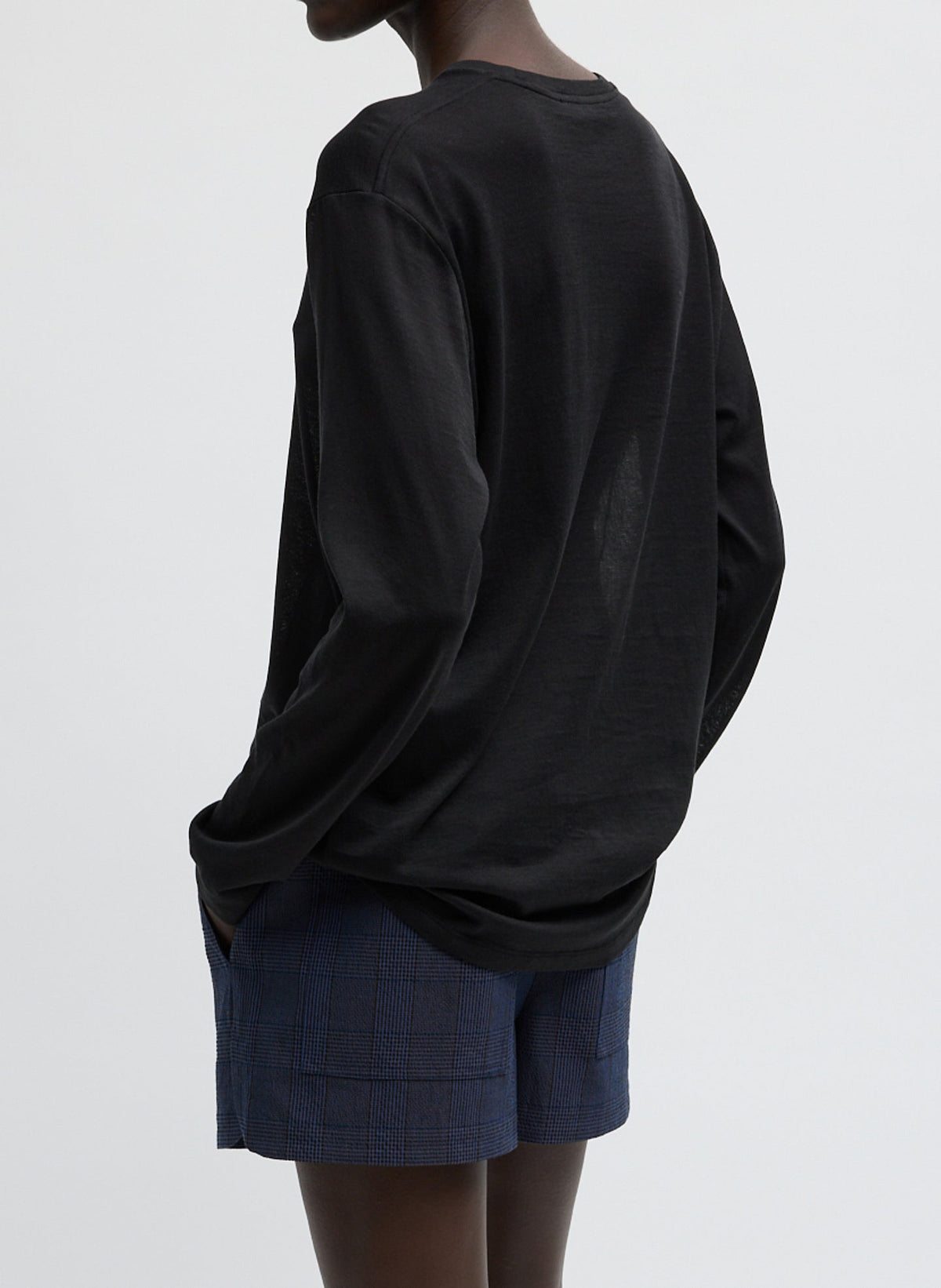 Sheer Crepe Knit Crewneck Unisex Long Sleeve T-Shirt | Tibi Customer Favorite
