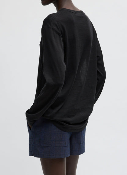 Sheer Crepe Knit Crewneck Unisex Long Sleeve T-Shirt | Tibi Customer Favorite